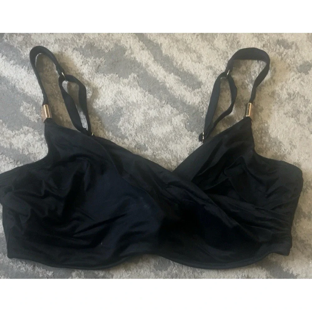 Miraclesuit Black Underwire Bikini Swim Top Womens 38DD Adjustable Straps